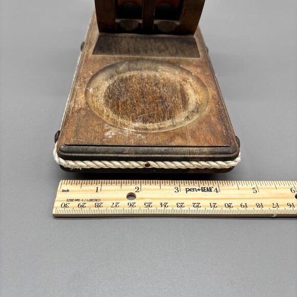 Vintage Ships Double Pulley Block Salt & Pepper Condiment Holder Nautical Decor - Picture 2 of 9